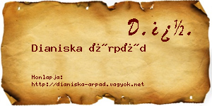Dianiska Árpád névjegykártya