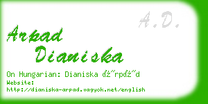 arpad dianiska business card